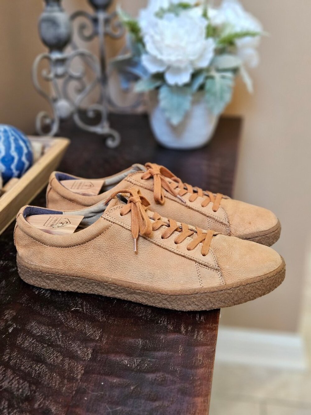Banana Republic Leather/Nubuck Sneakers, Tan, Sz 13